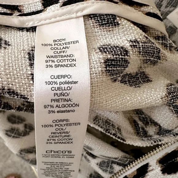 Chicos..Zip Up Sweater Animal Print Size 3 (16-18) - Picture 7 of 10